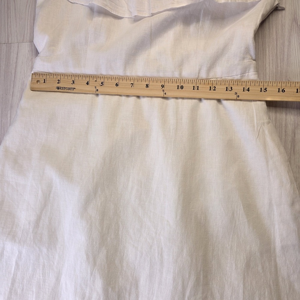 Hope & Henry Women's 2 White Linen Ruffle Dress Organic Cotton Lined Boho NWT - Picture 8 of 10